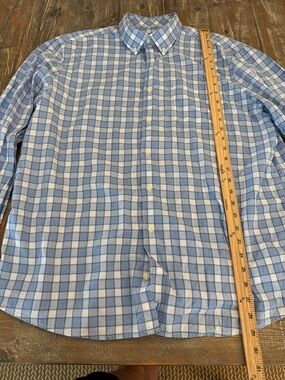 johnnie-O Light Blue and White Plaid Button-Down Shirt